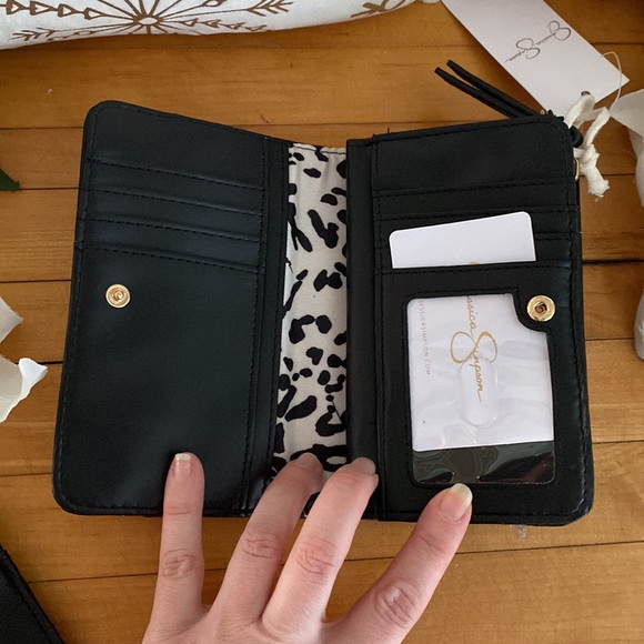 Jessica Simpson Faux Snakeskin Wallet & Card Case, Black - Picture 12 of 16